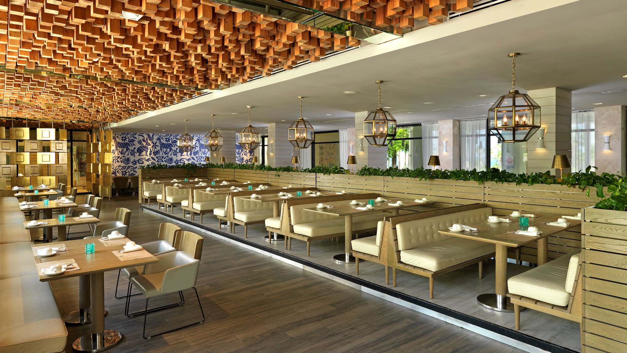 a restaurant with tables and chairs