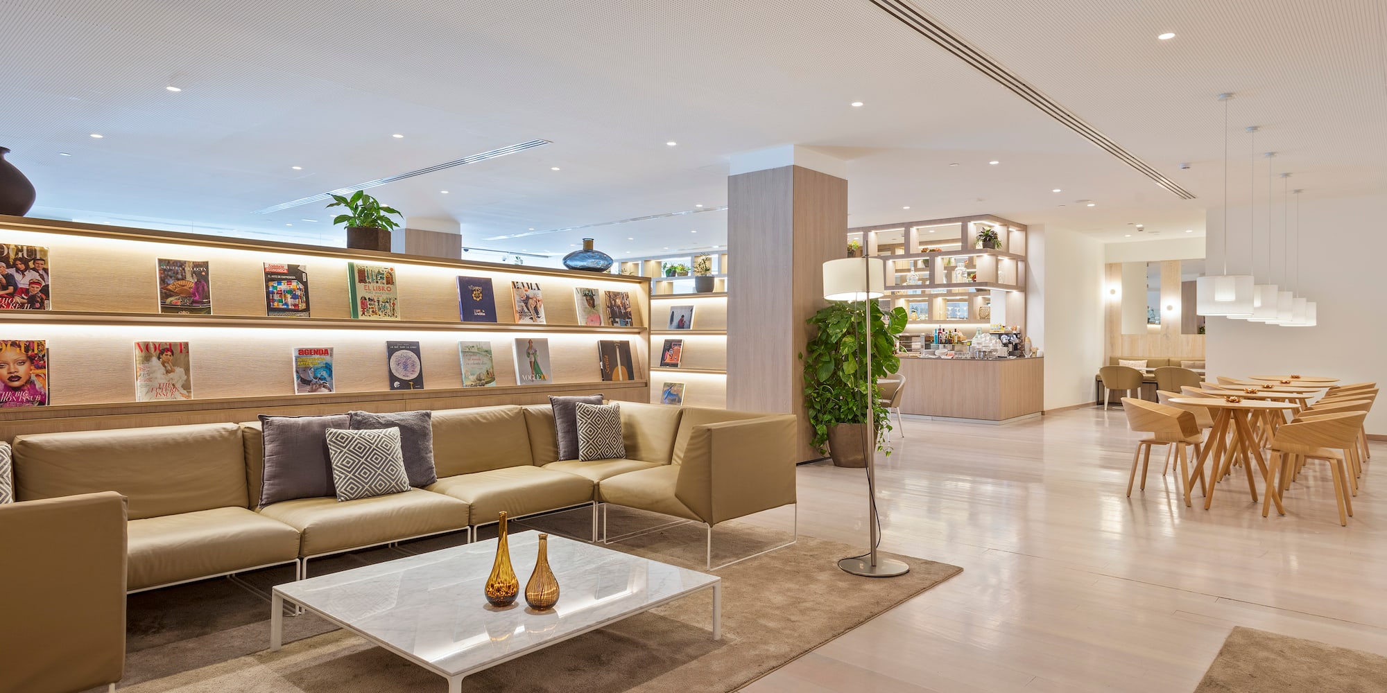 a room with a couch and a coffee table