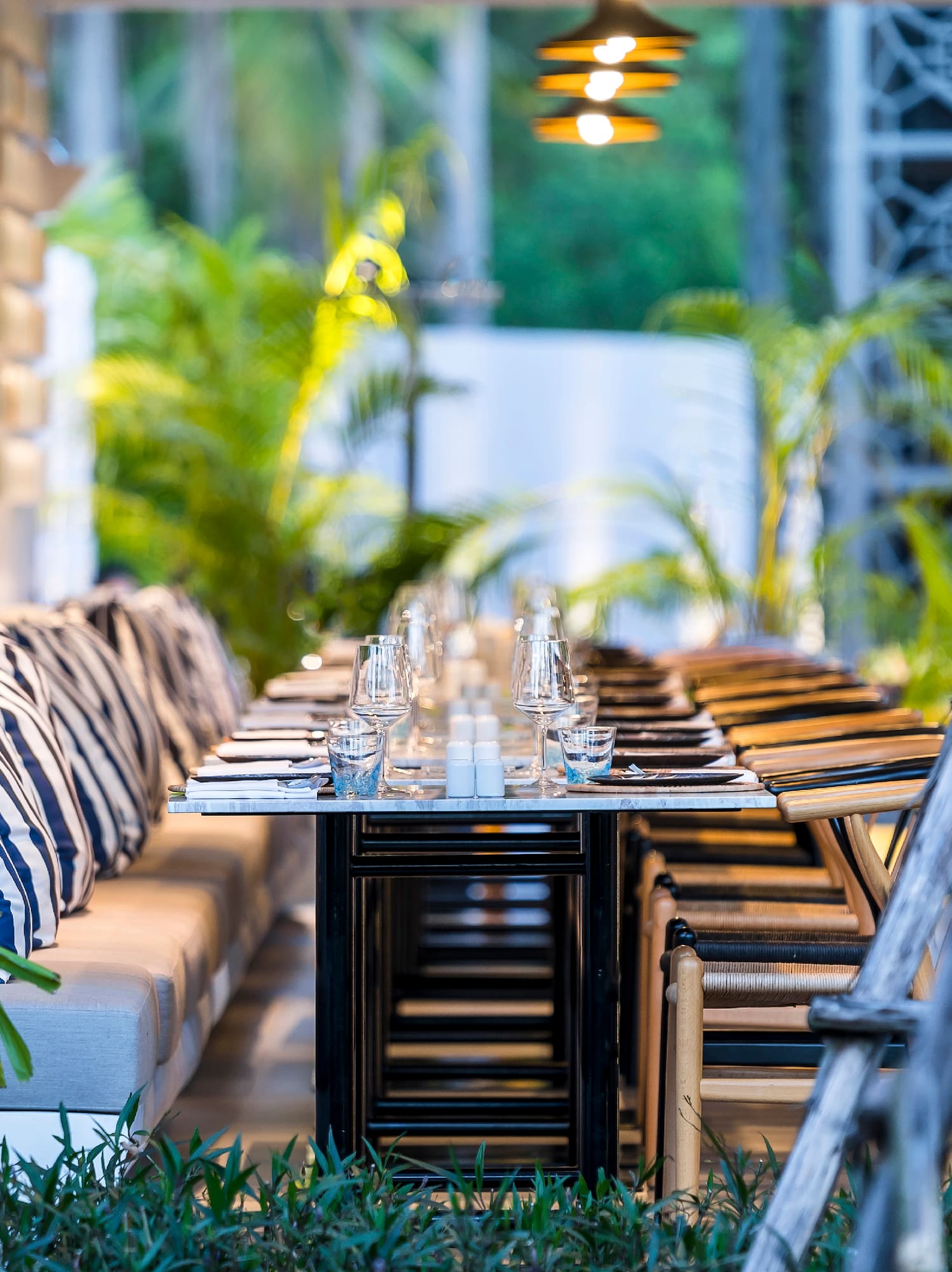 a table set up for a dinner party