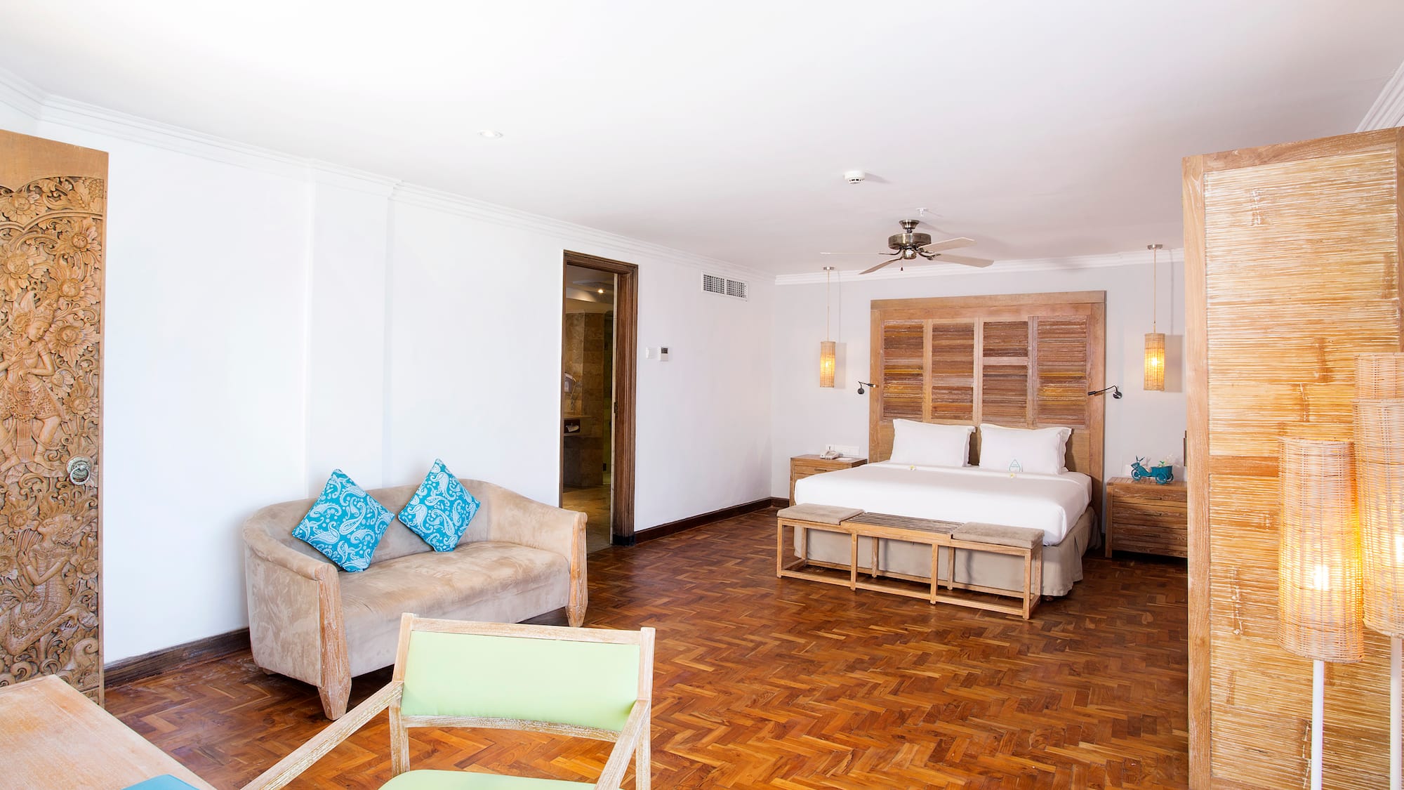 a room with a bed and a couch