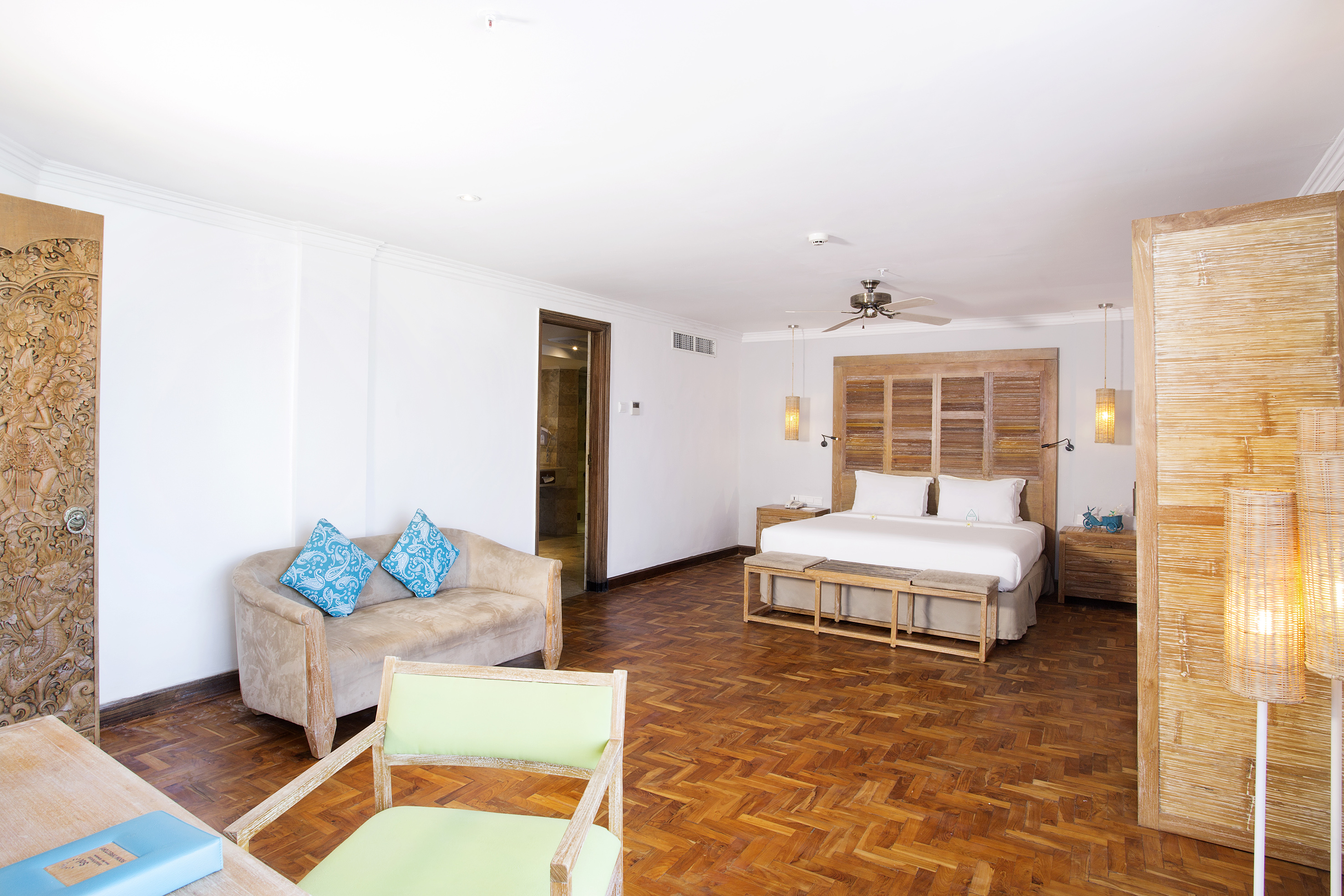a room with a bed and a couch