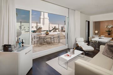 a living room with a large sliding glass door