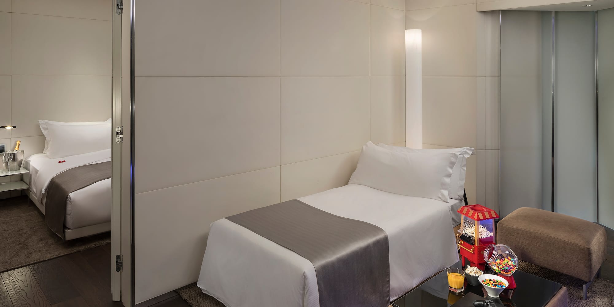 a small bed in a room