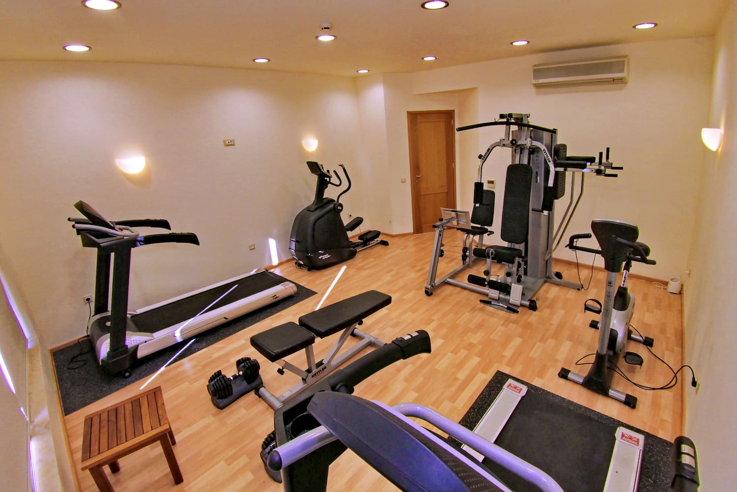 a room with exercise equipment