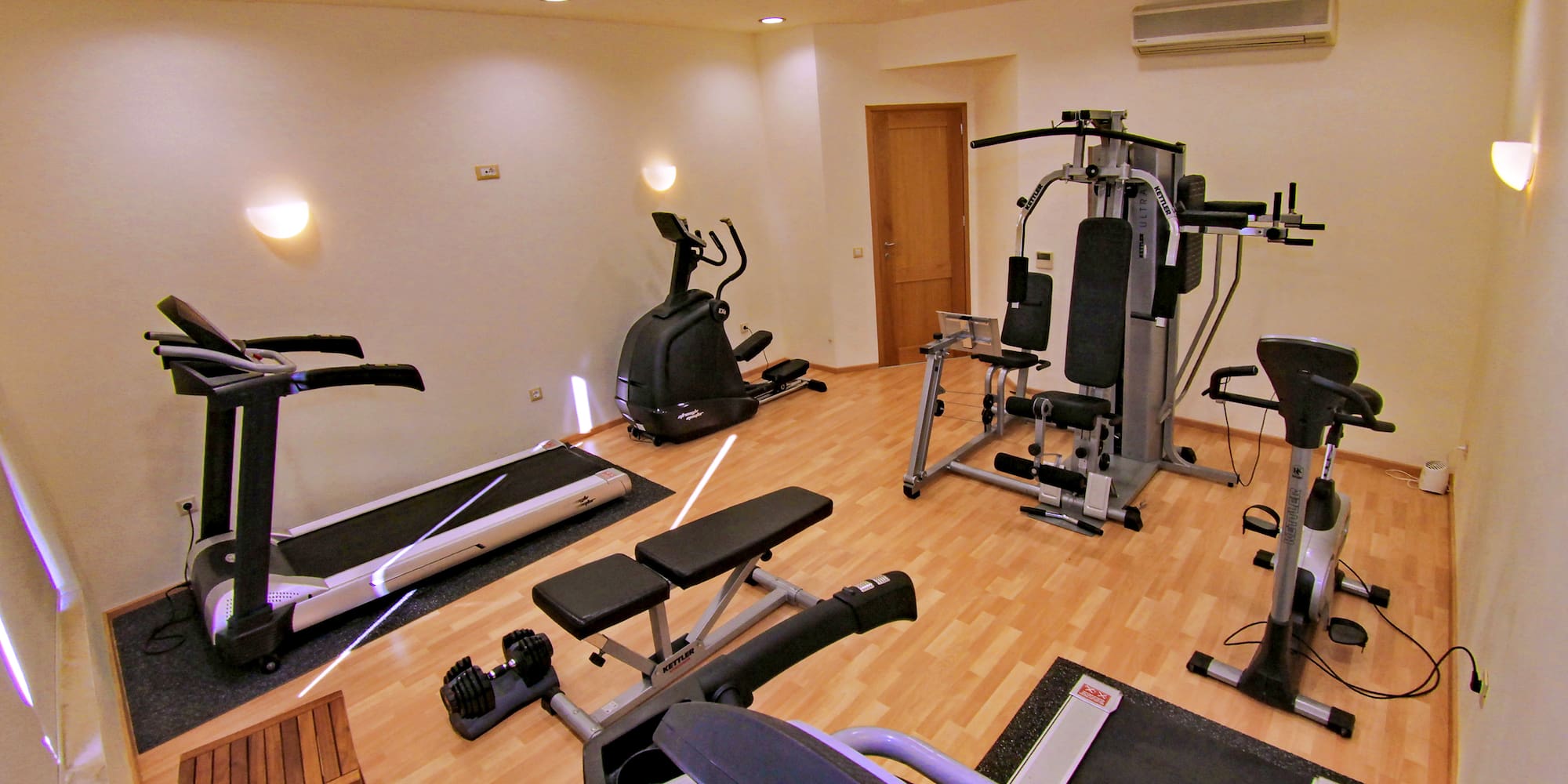 a room with exercise equipment