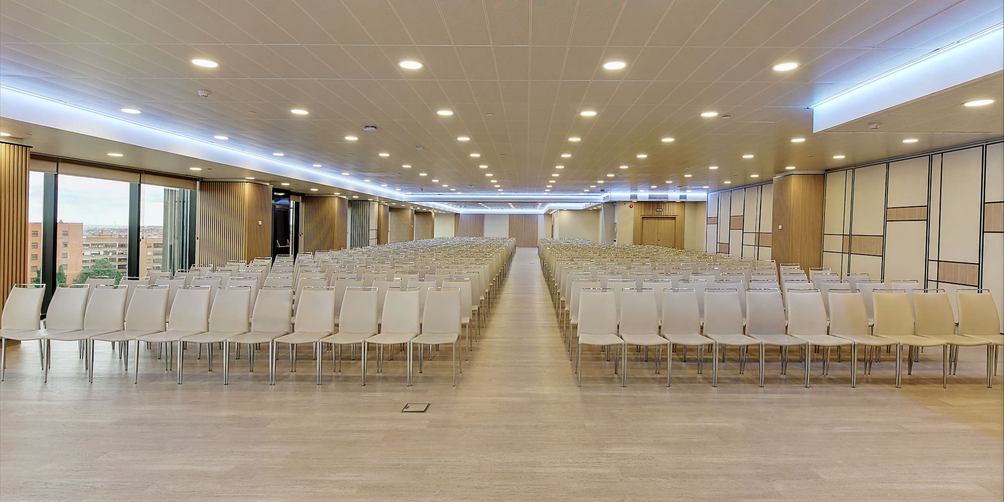 a room with many chairs