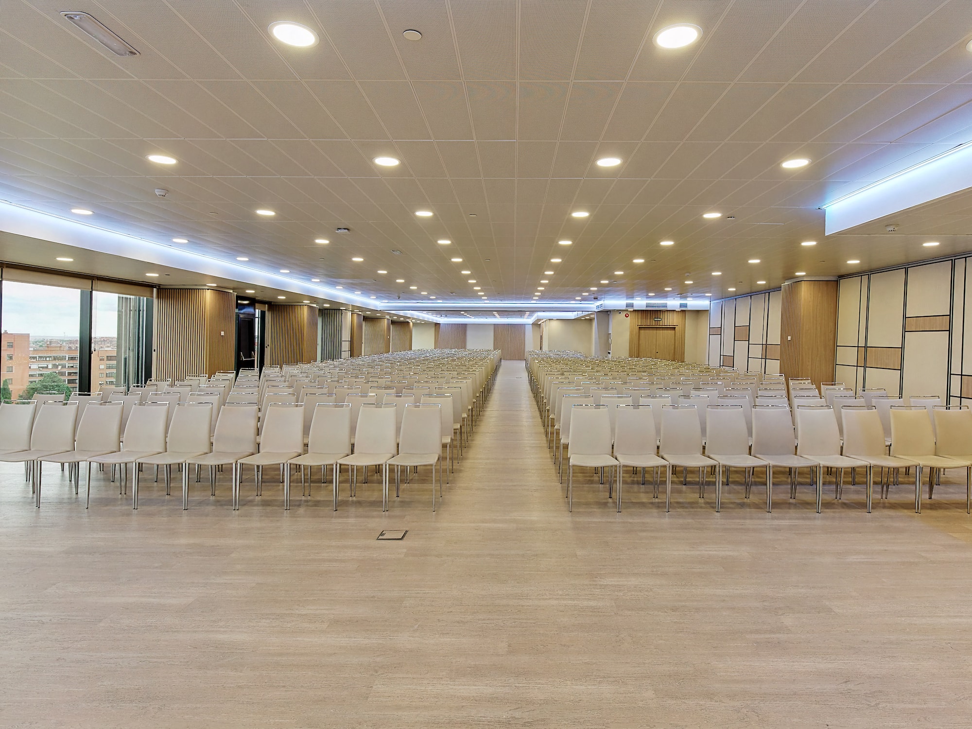 a room with many chairs