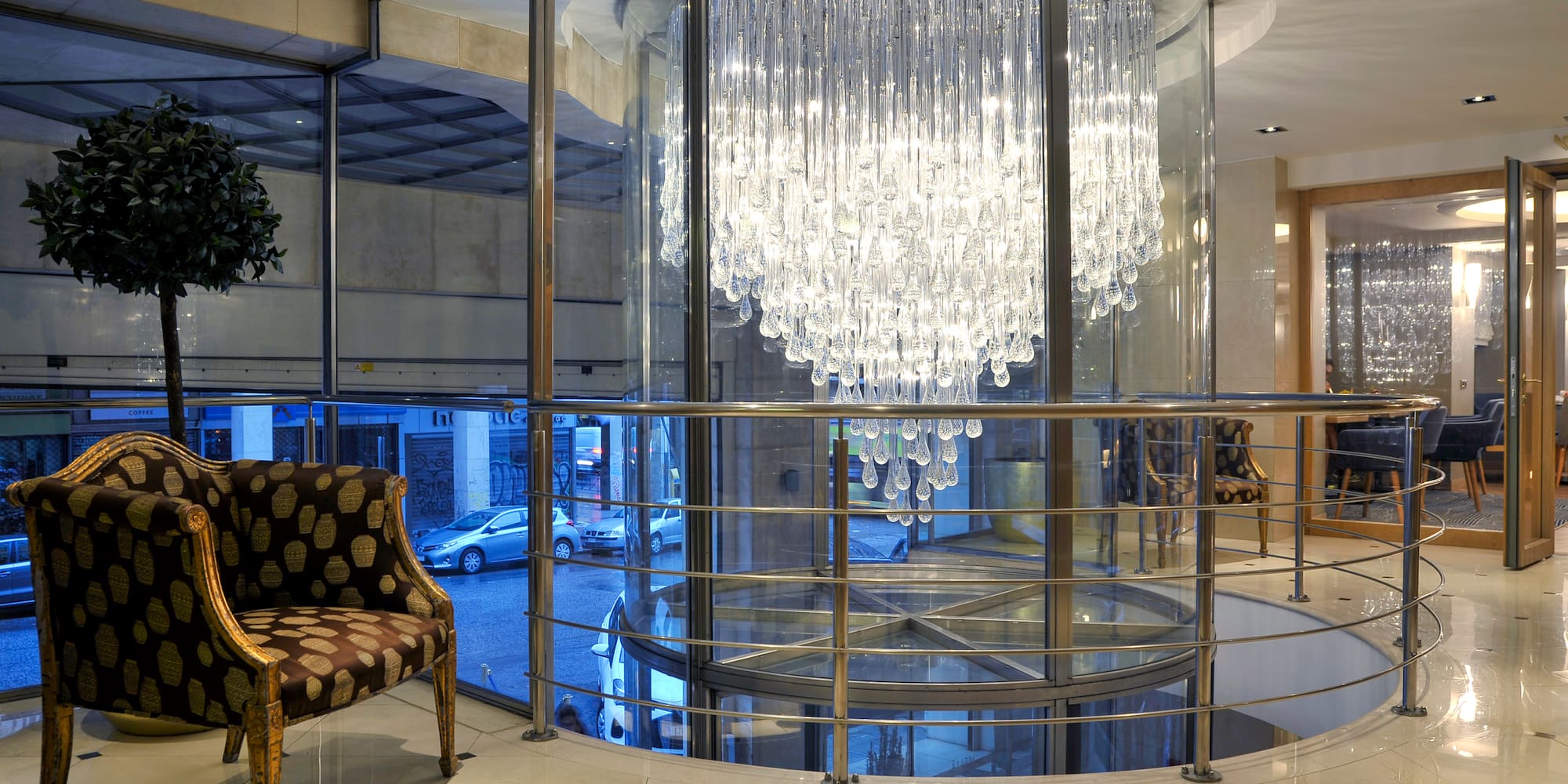 a chandelier in a room