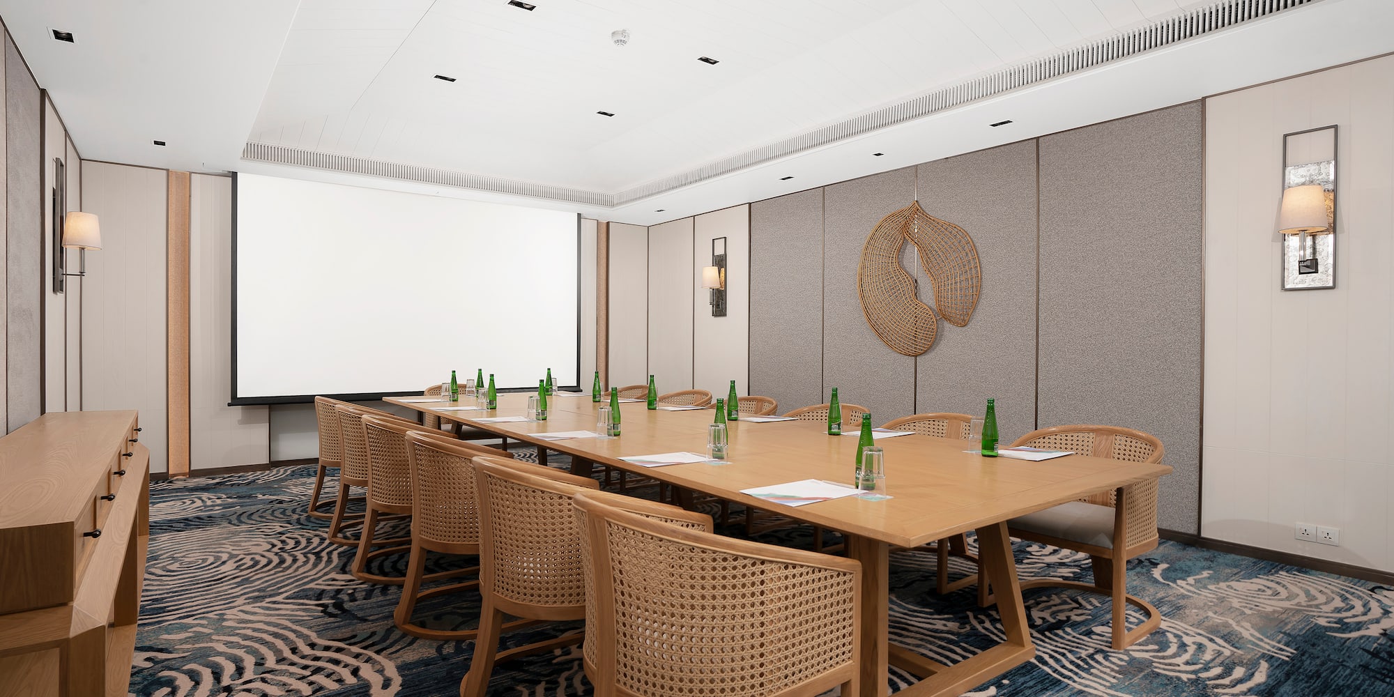 a room with a table and chairs