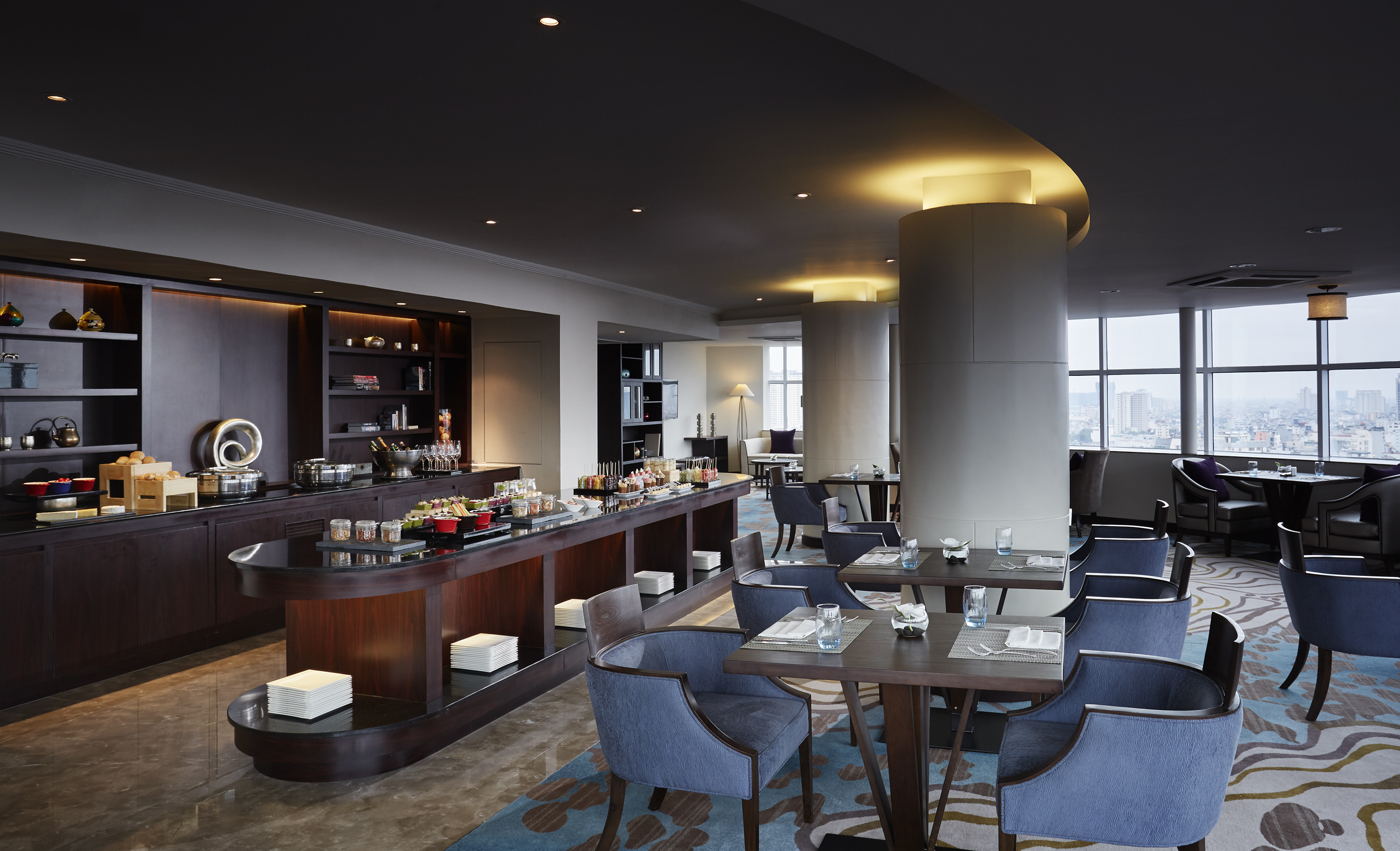 a restaurant with tables and chairs