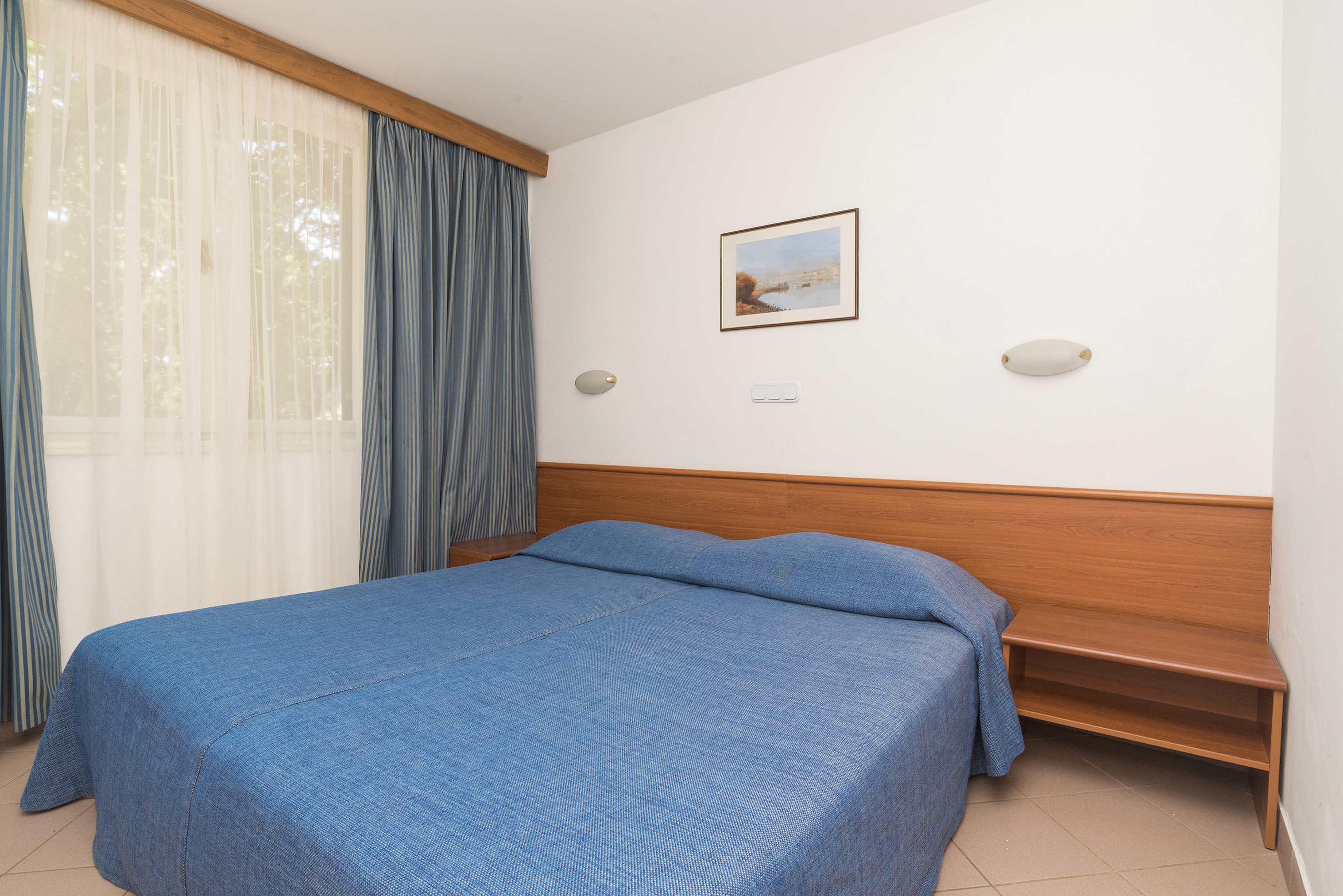 a bed in a room