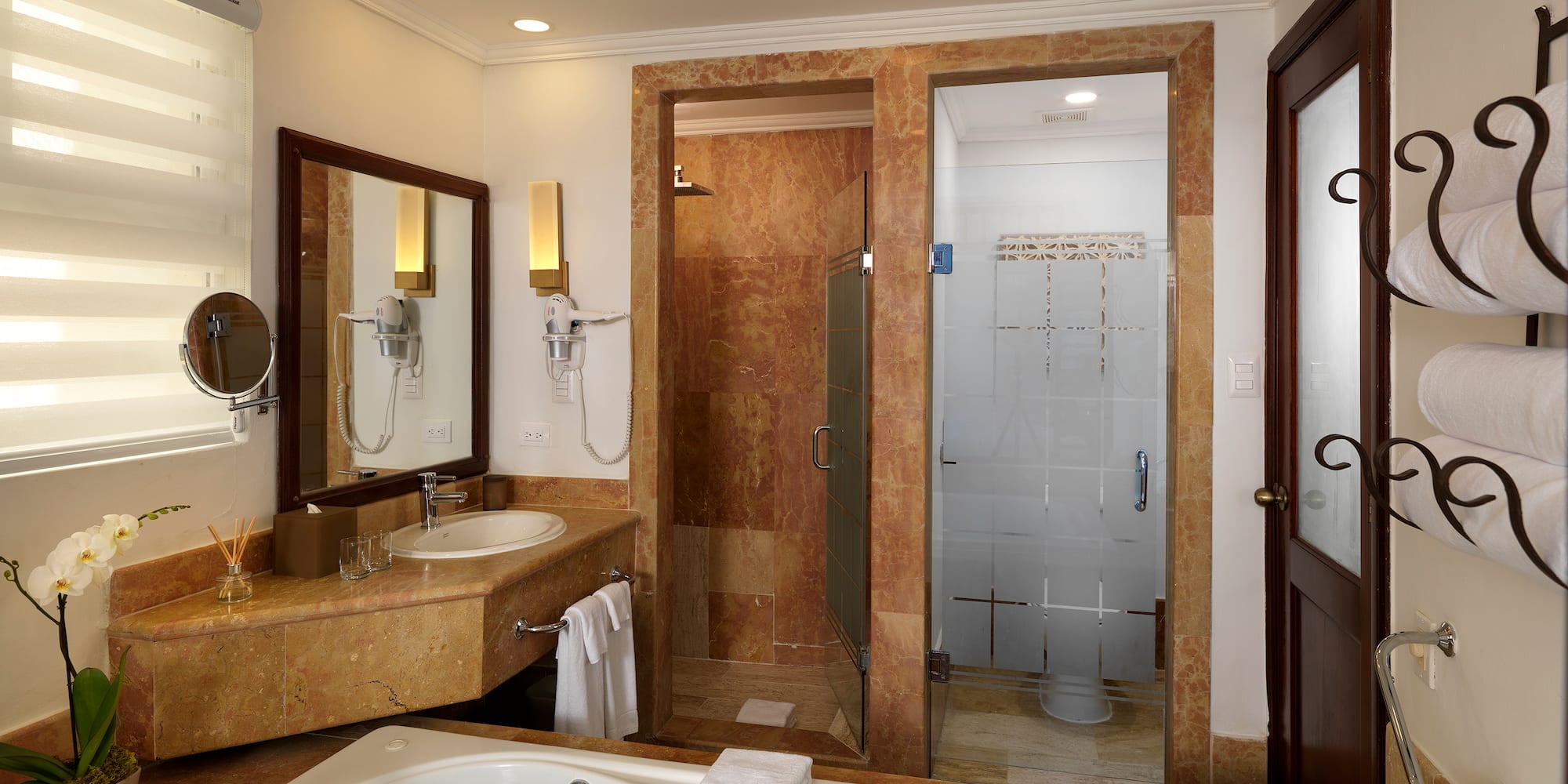a bathroom with a bathtub and sink
