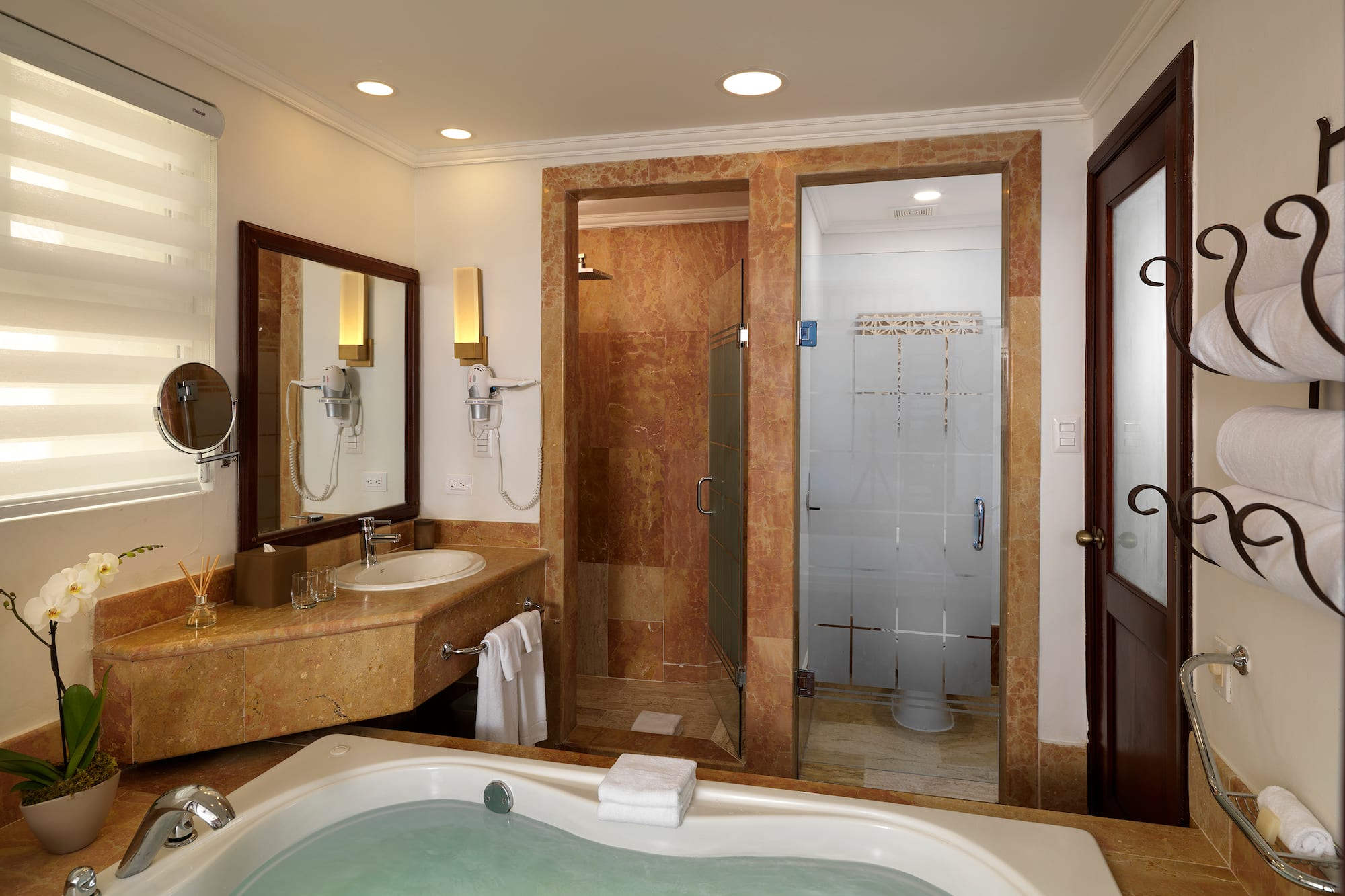 a bathroom with a bathtub and sink