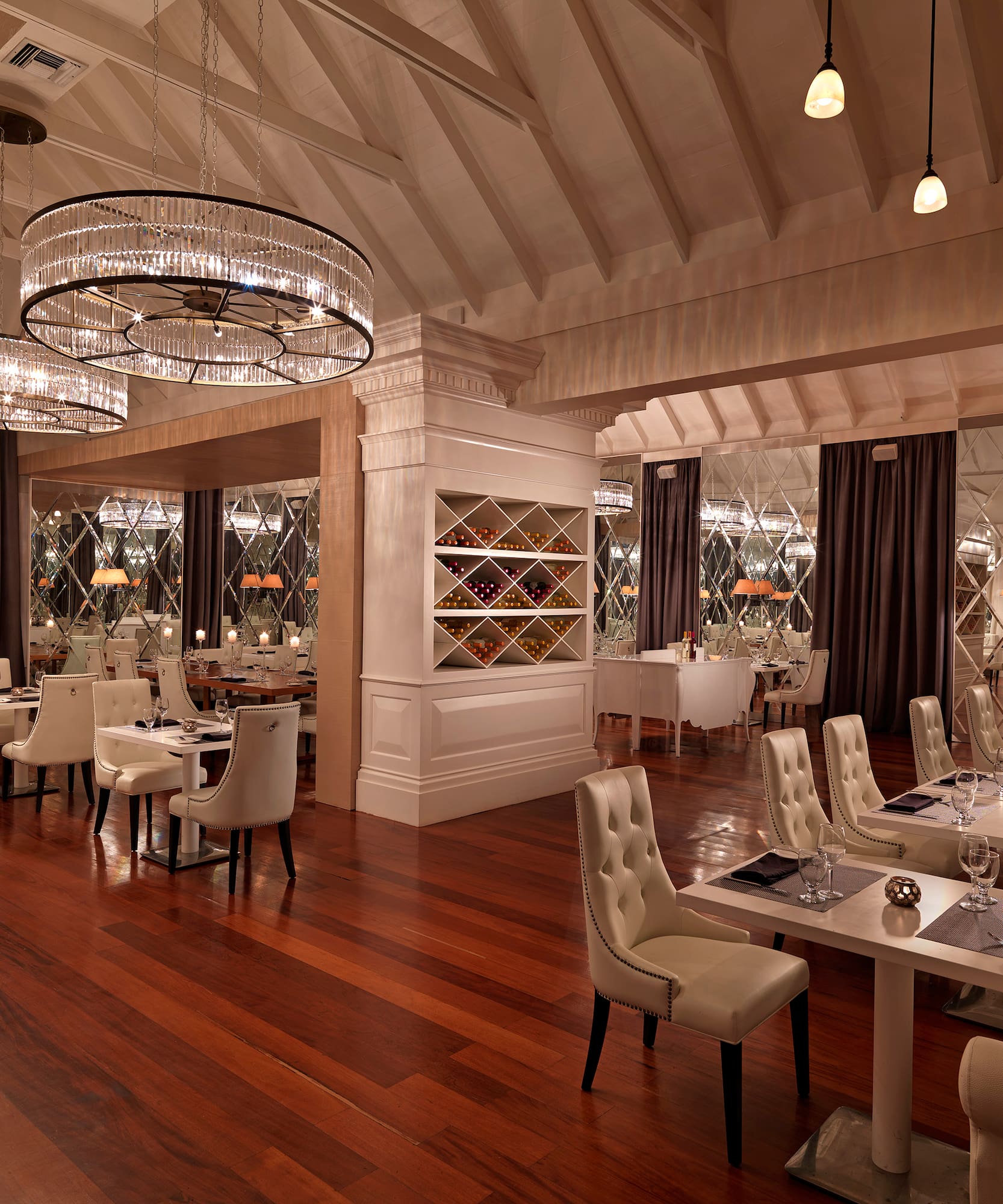 a room with tables and chairs