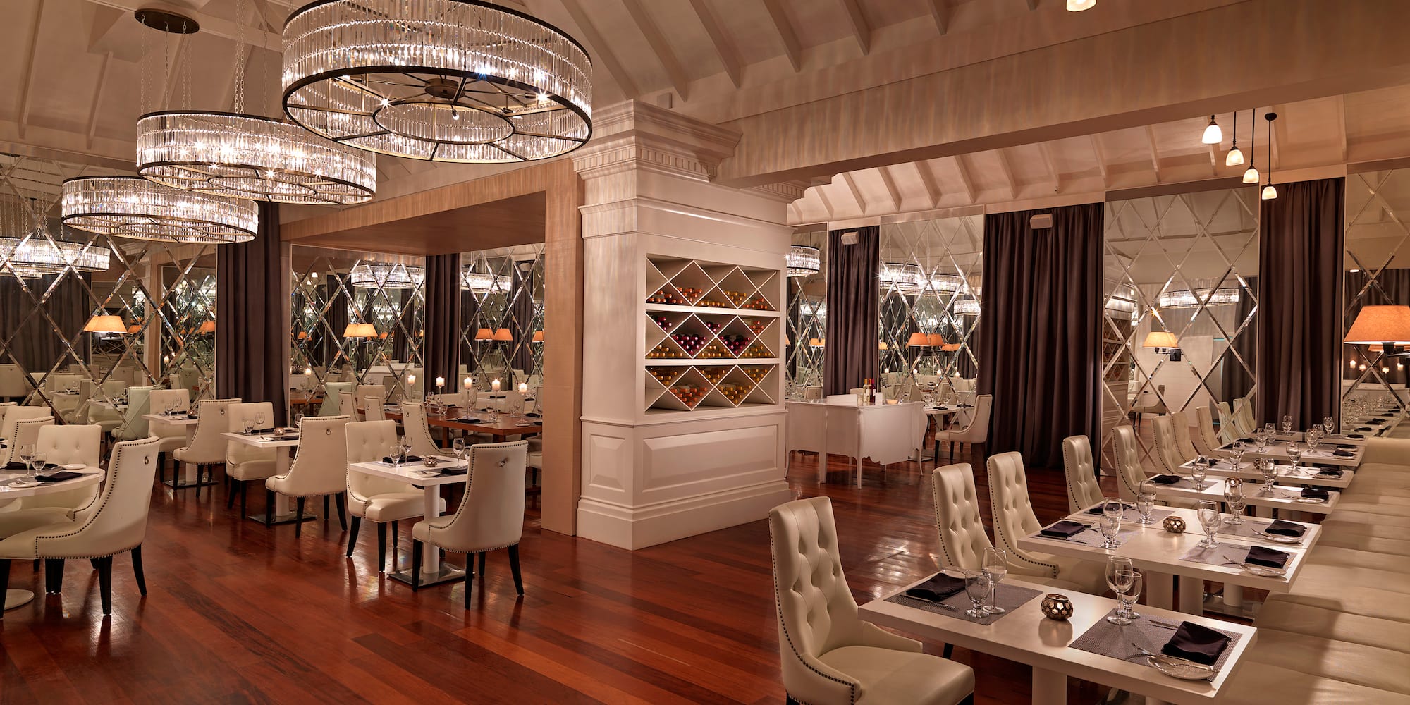 a room with tables and chairs