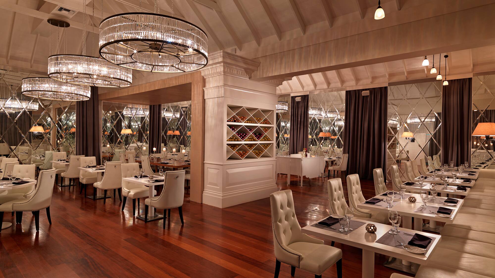 a room with tables and chairs