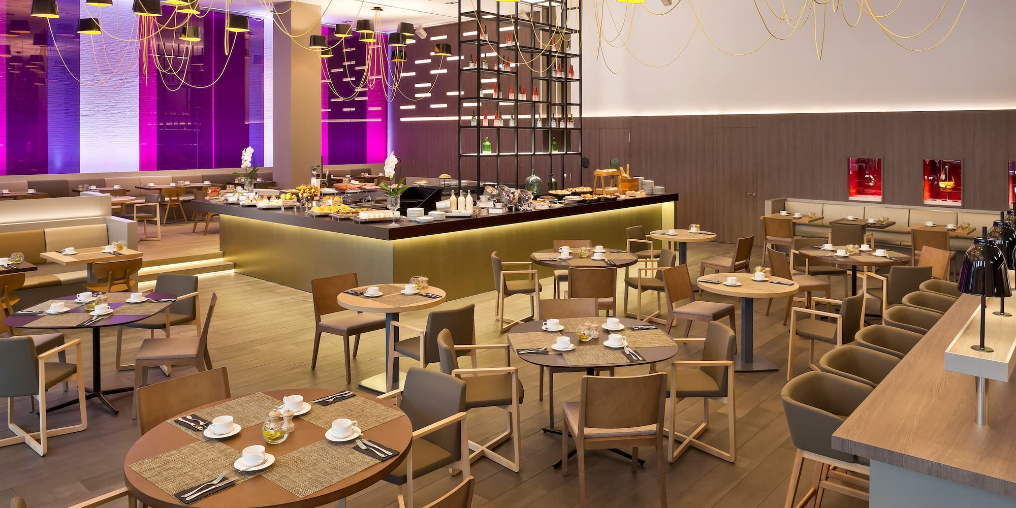 a restaurant with tables and chairs