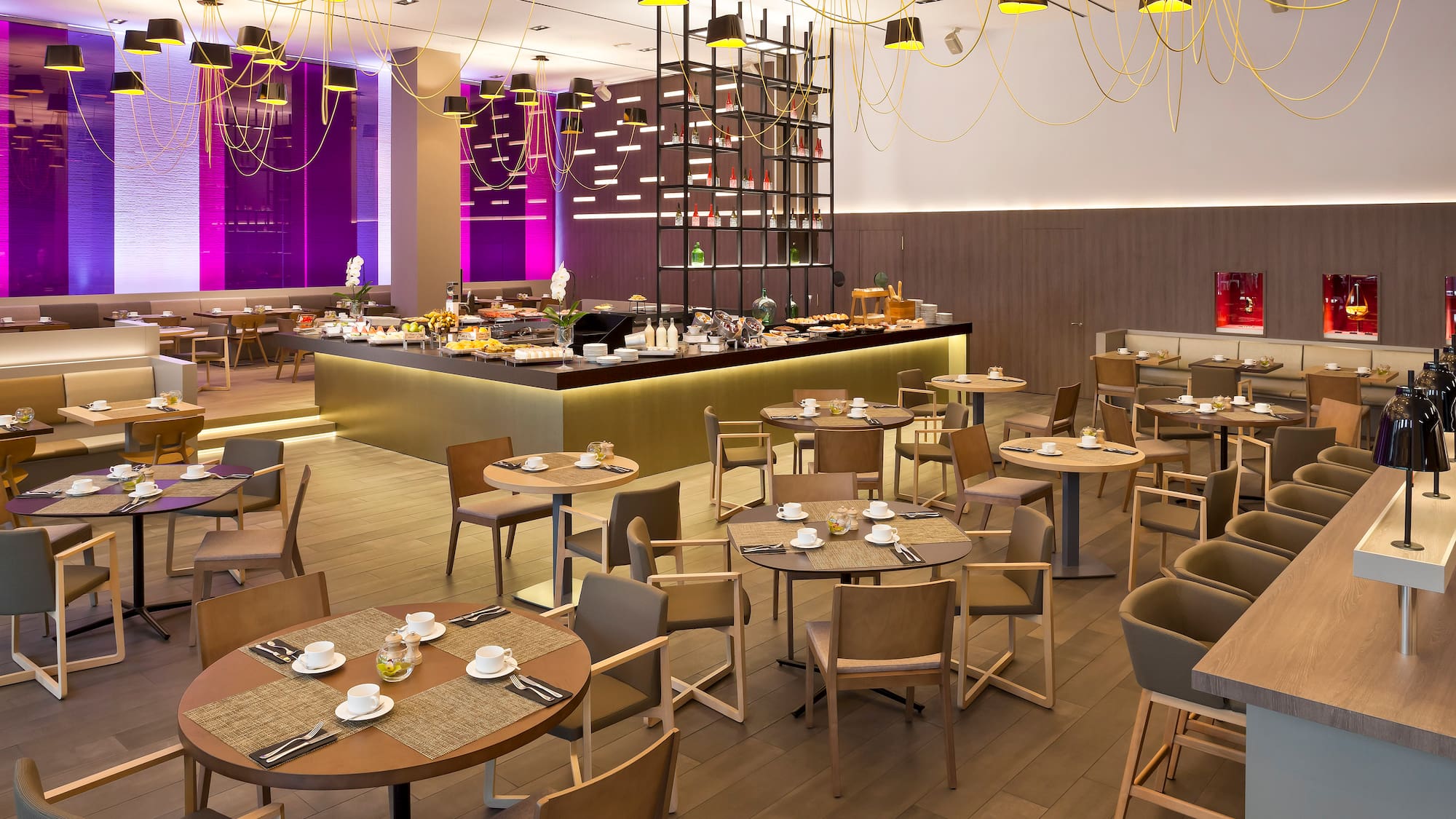 a restaurant with tables and chairs