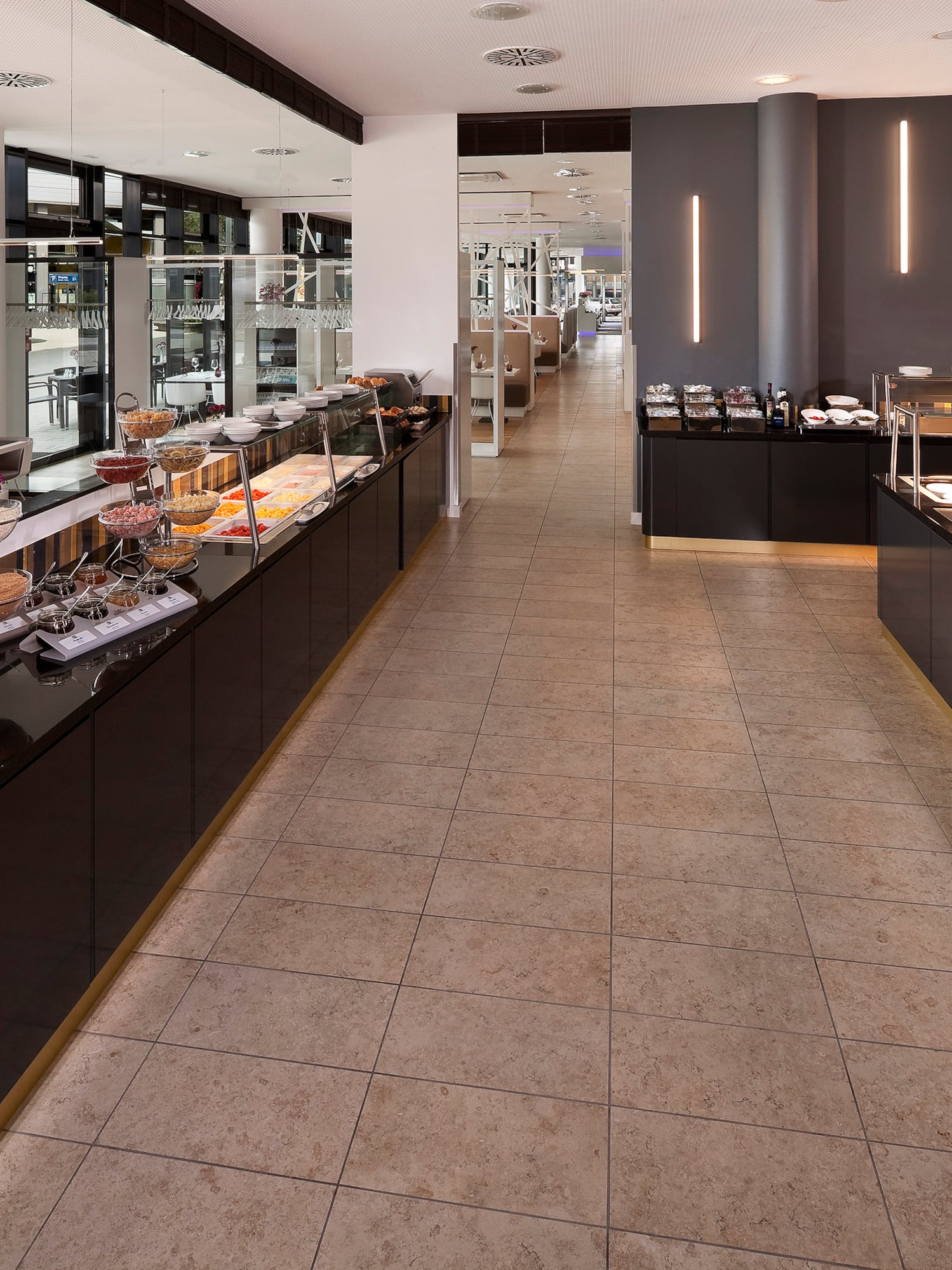 a food display in a restaurant