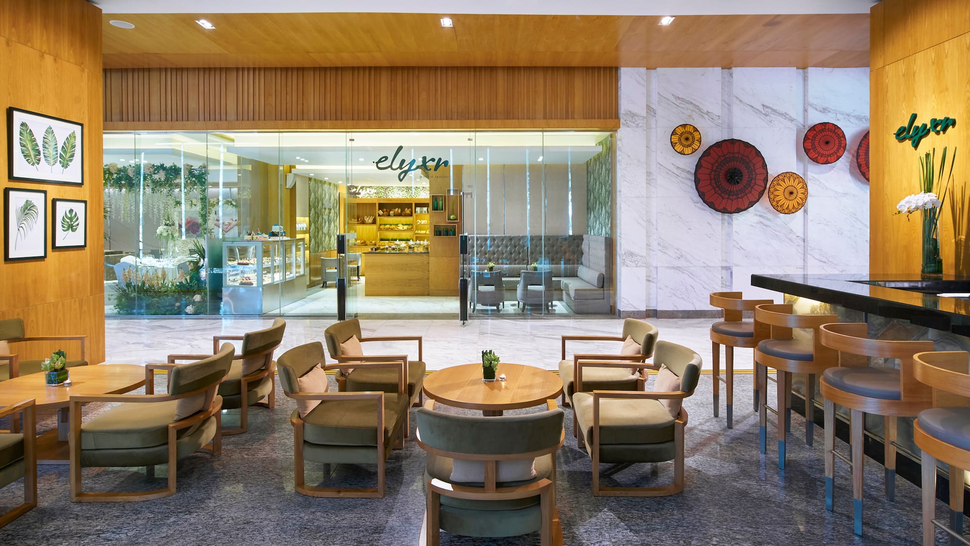 a room with a table and chairs