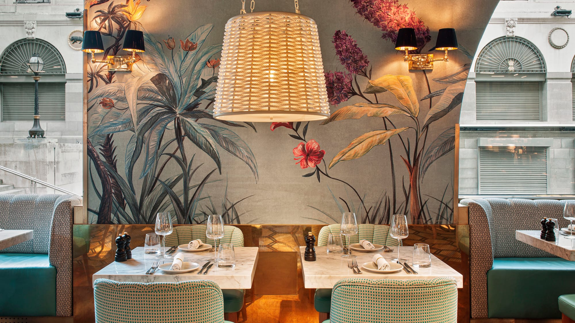 a restaurant with tables and chairs