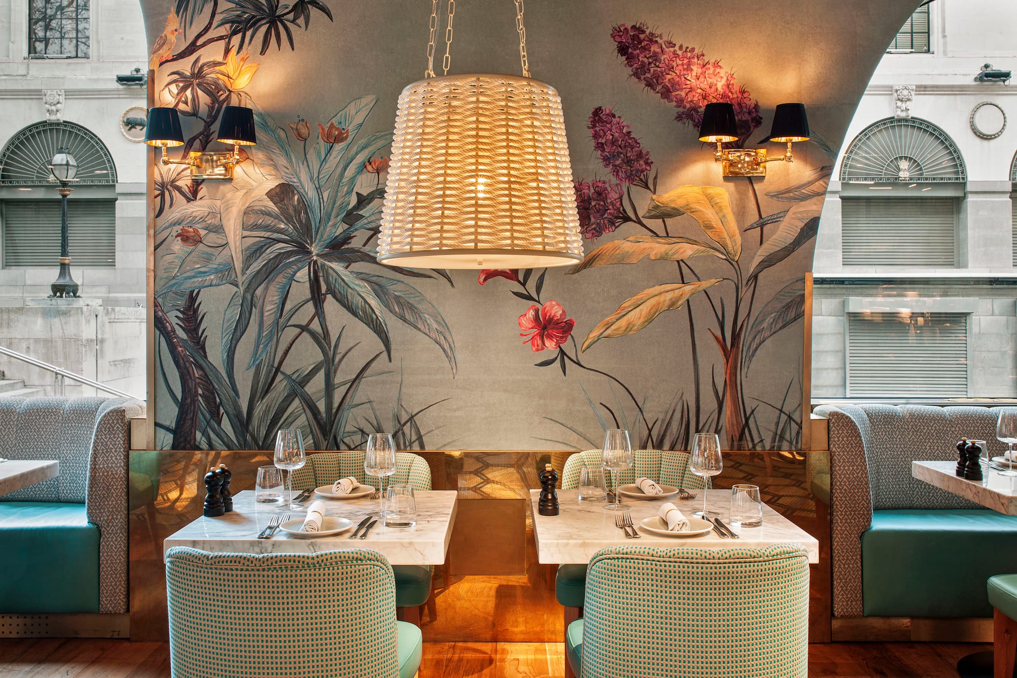 a restaurant with tables and chairs