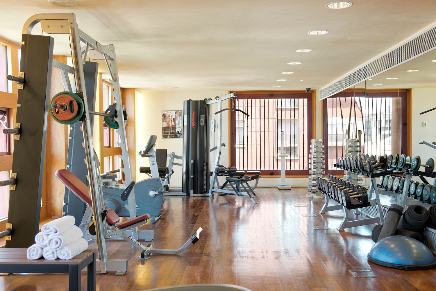 a room with exercise equipment