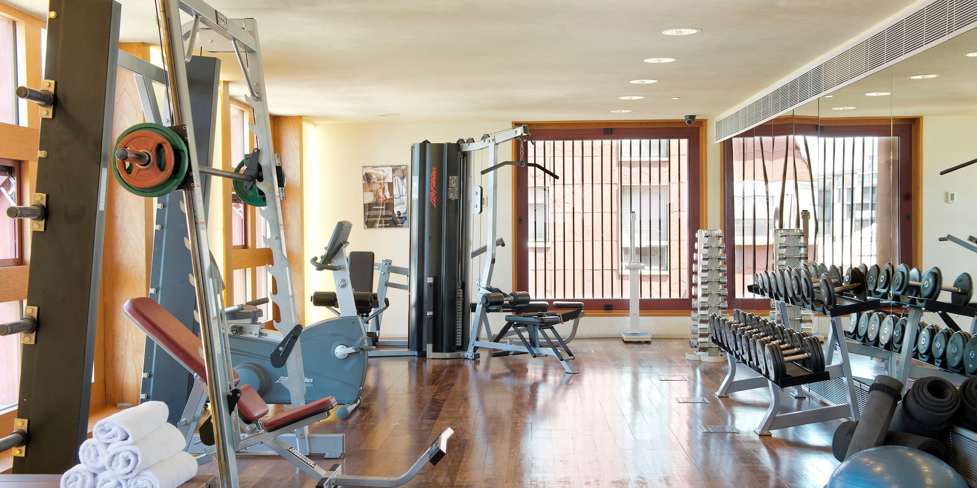 a room with exercise equipment