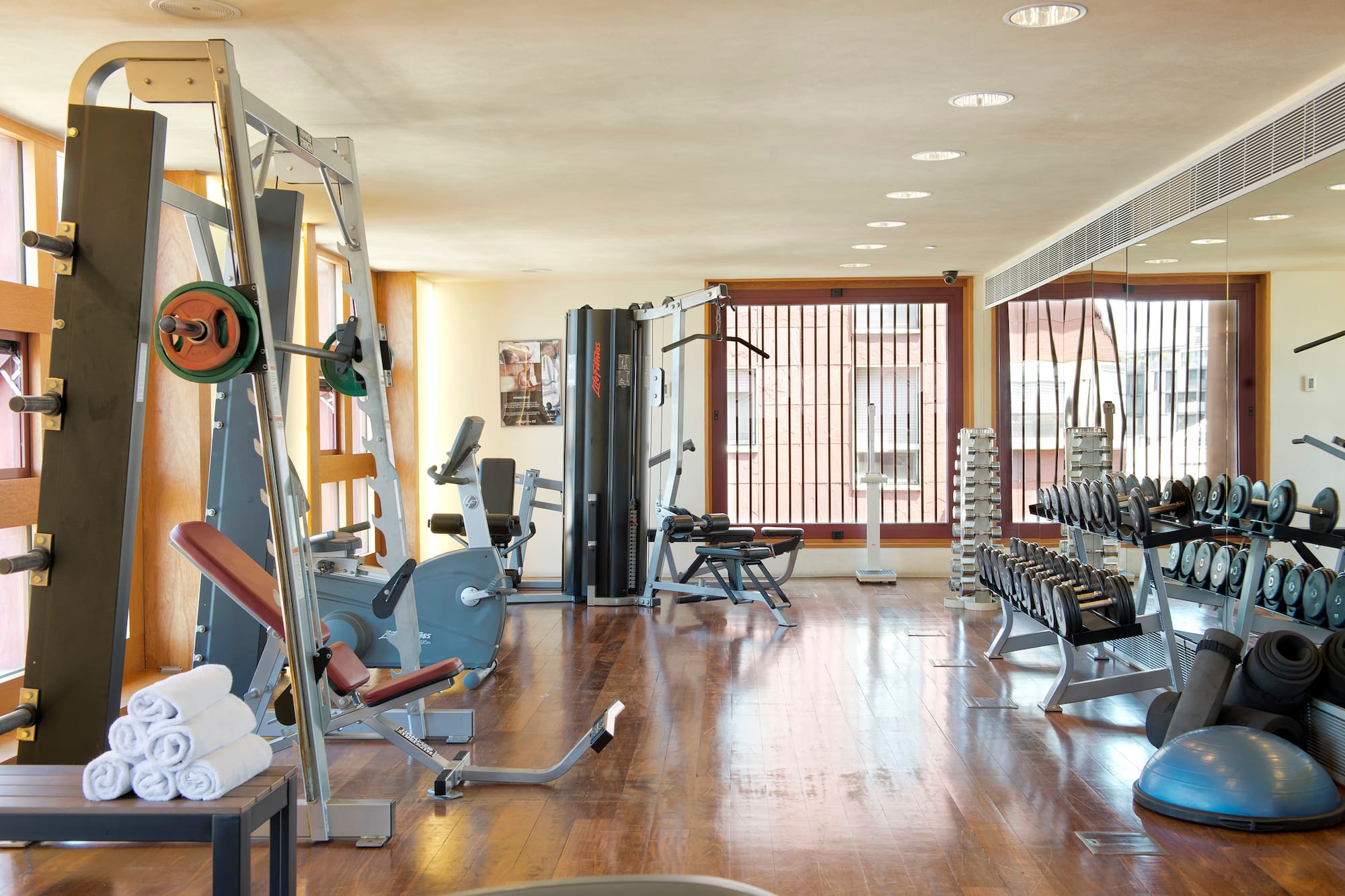 a room with exercise equipment