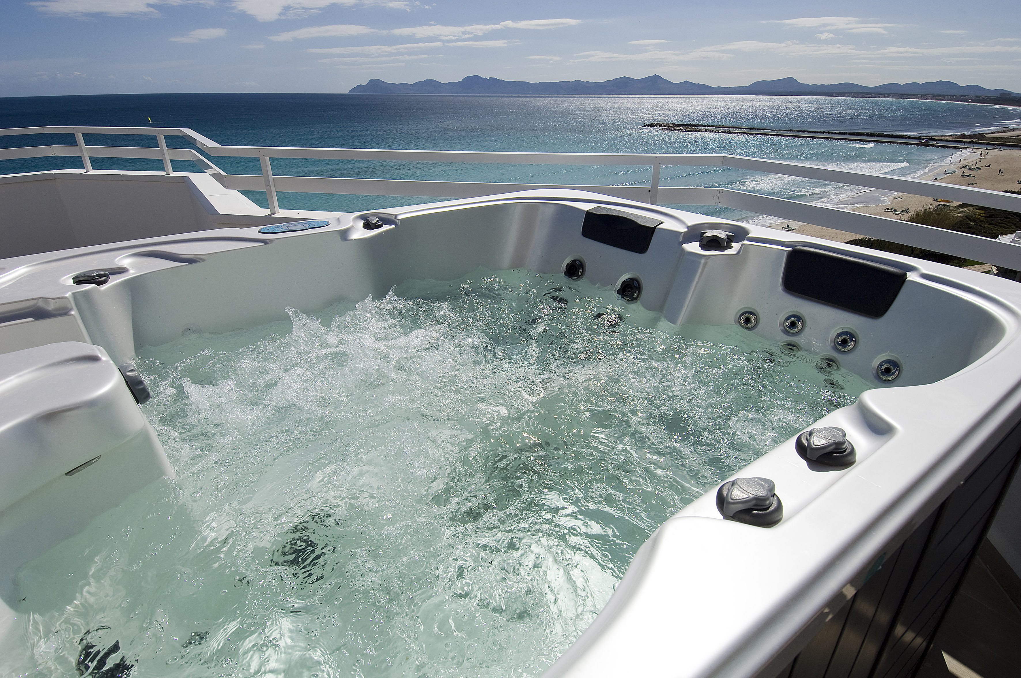 a hot tub on a boat