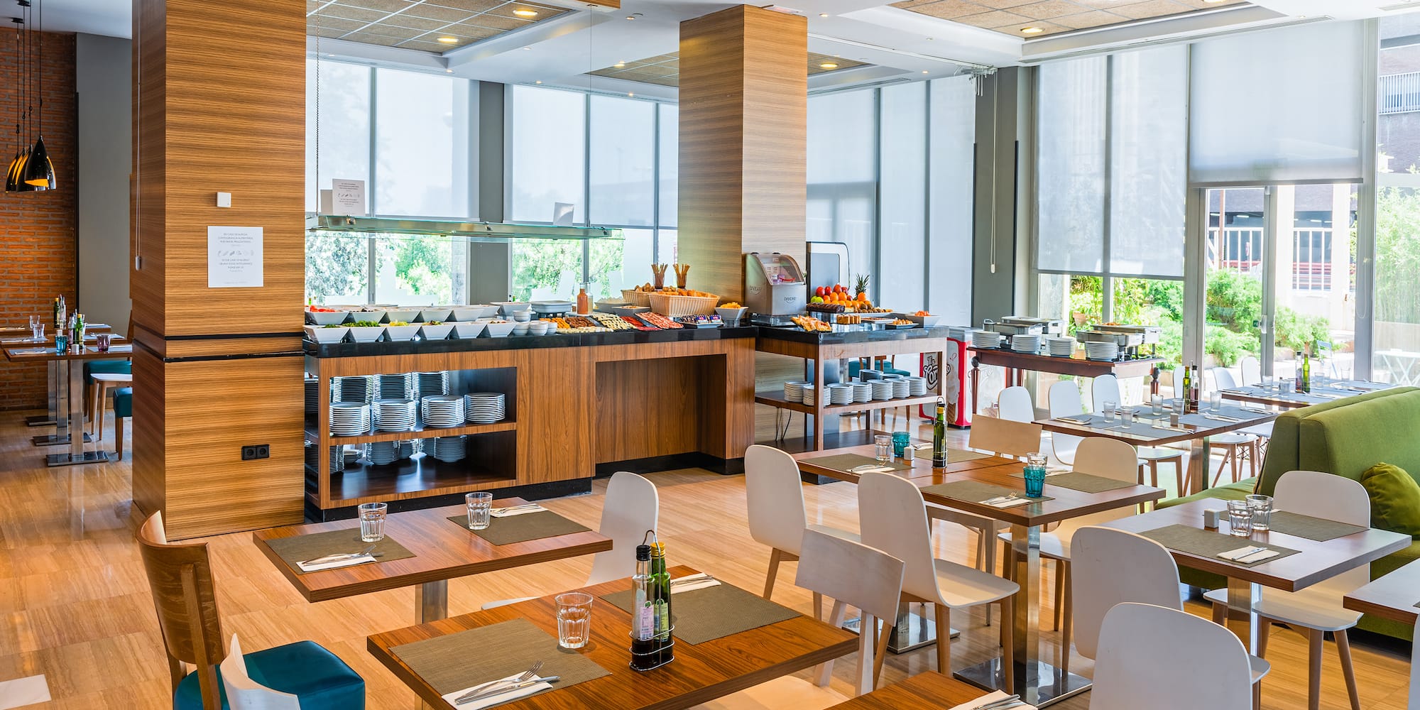 a restaurant with tables and chairs
