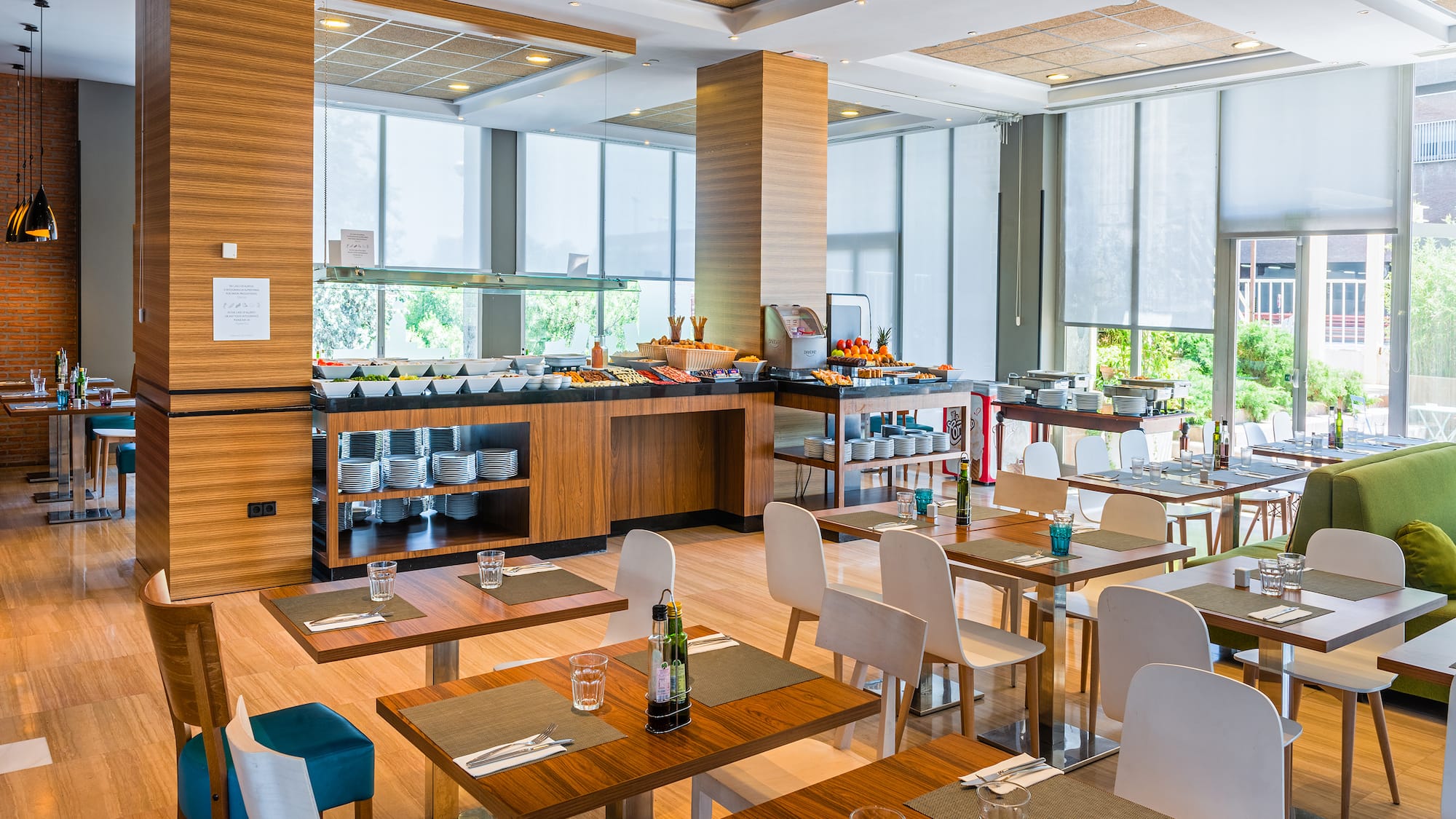 a restaurant with tables and chairs