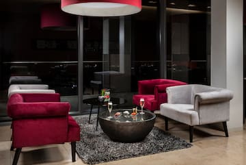 a room with chairs and a table