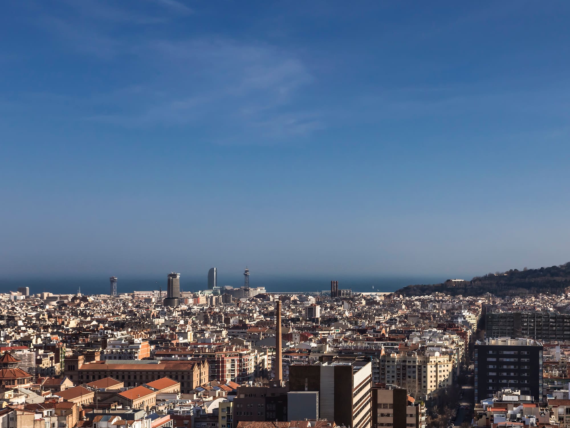 a city with many buildings and a body of water