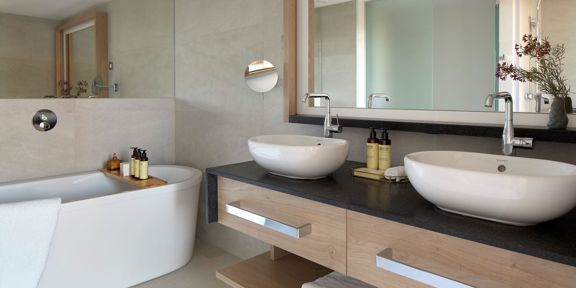 a bathroom with a sink and tub