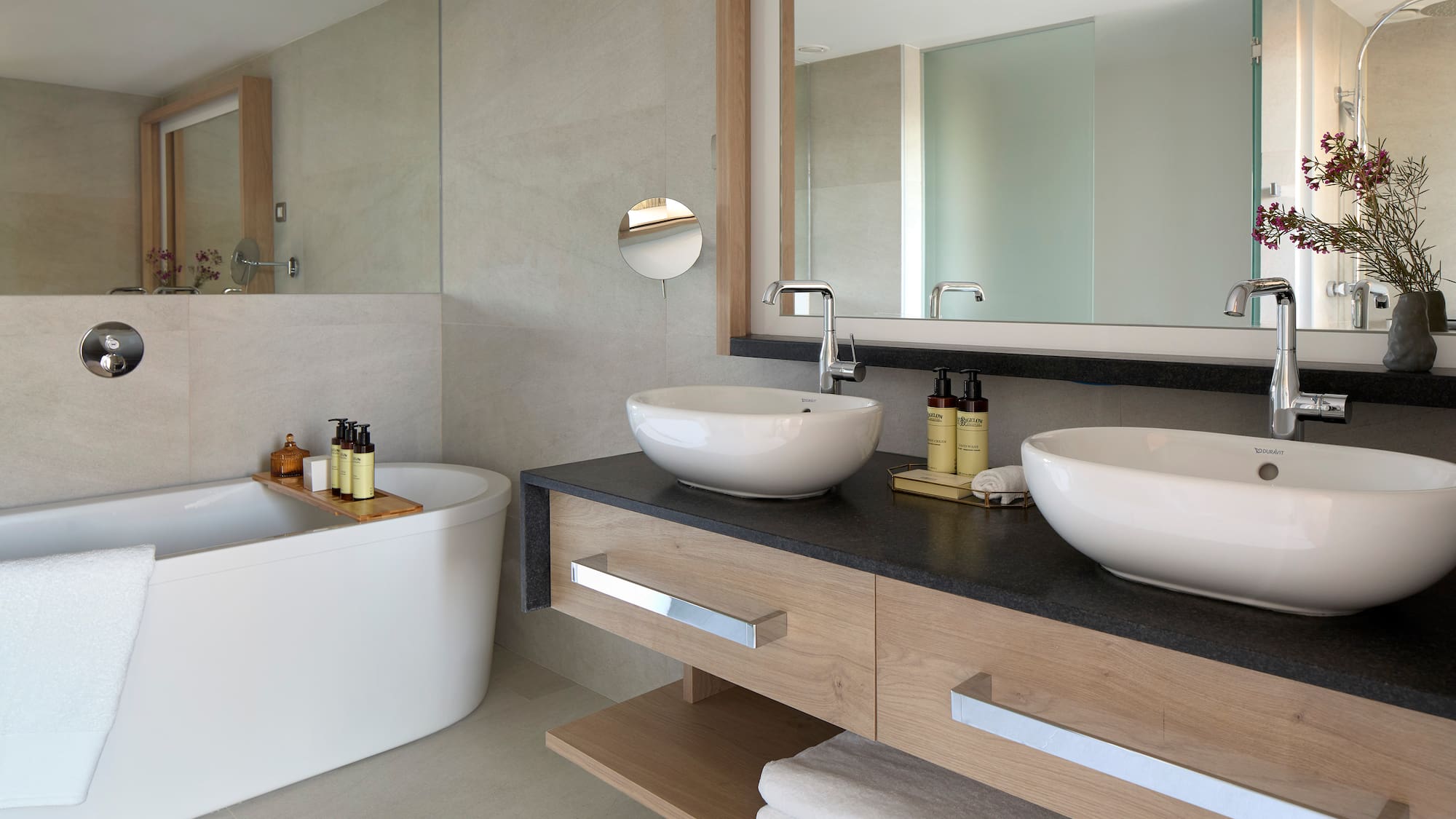 a bathroom with a sink and tub