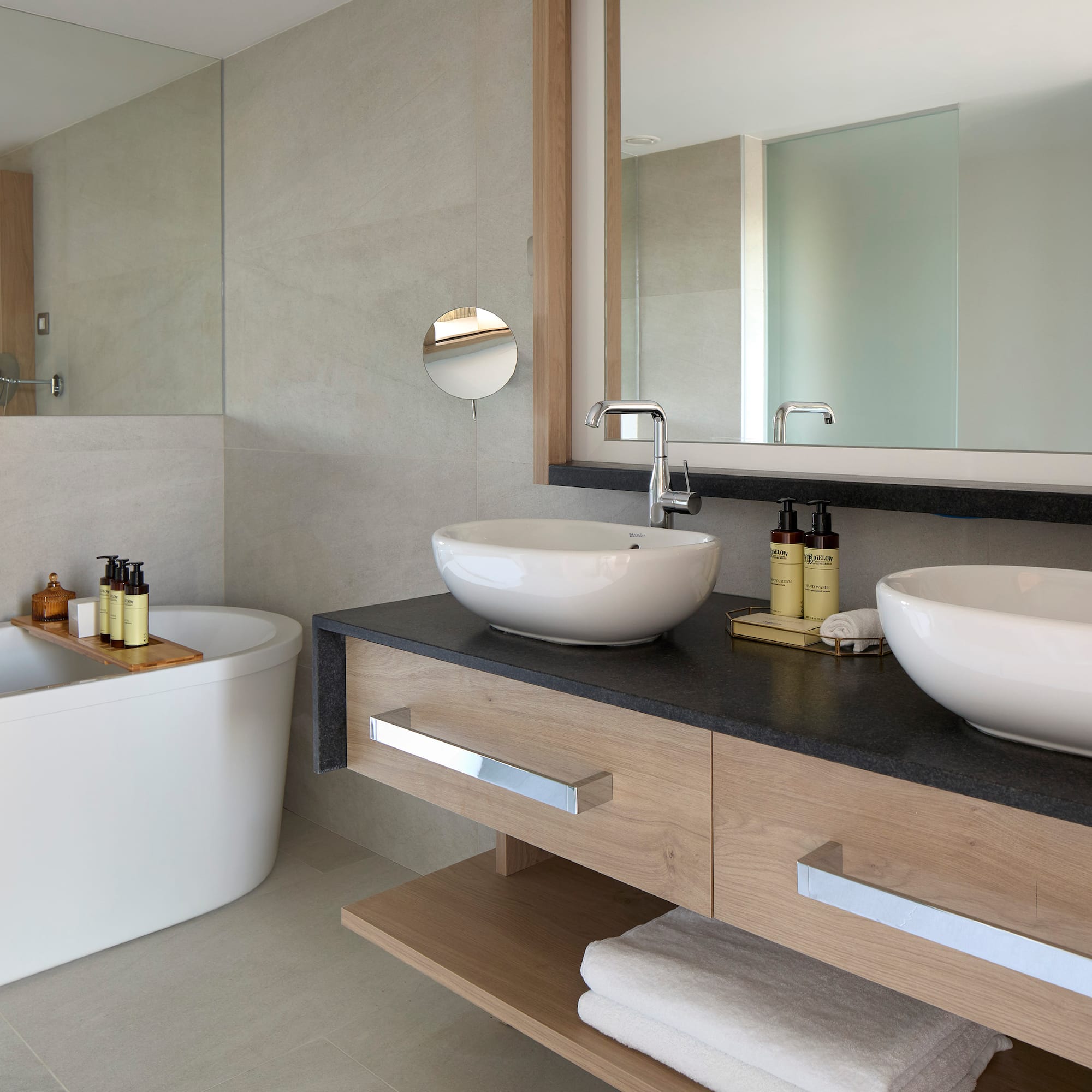 a bathroom with a sink and tub