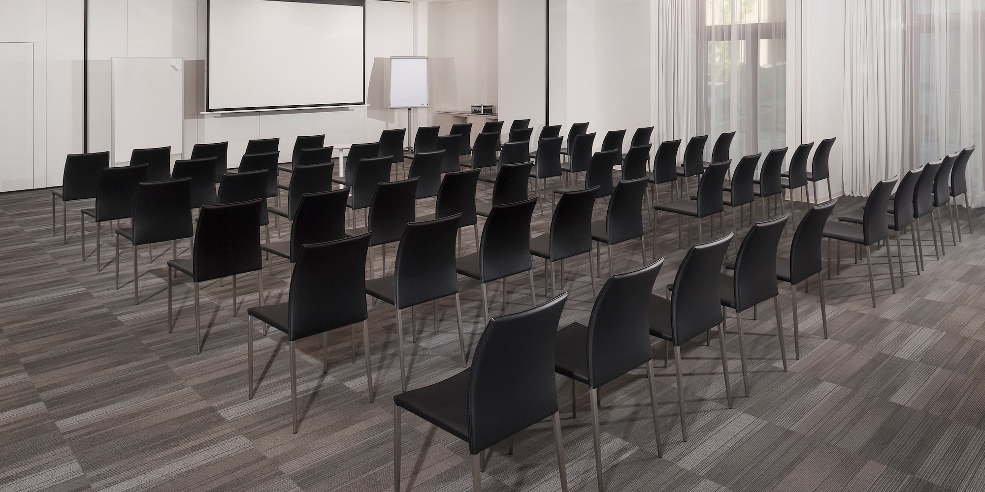 a room with many chairs