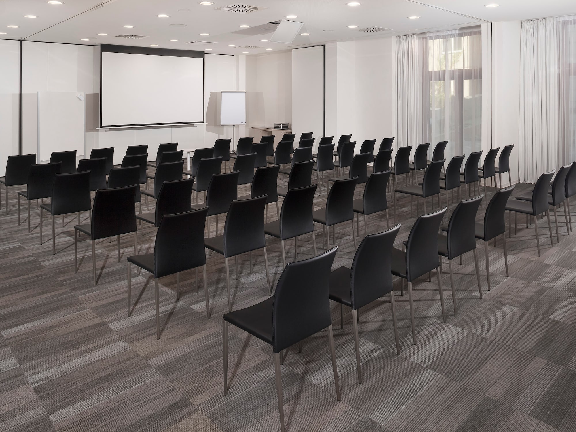 a room with many chairs