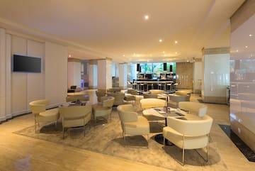 a room with a table and chairs