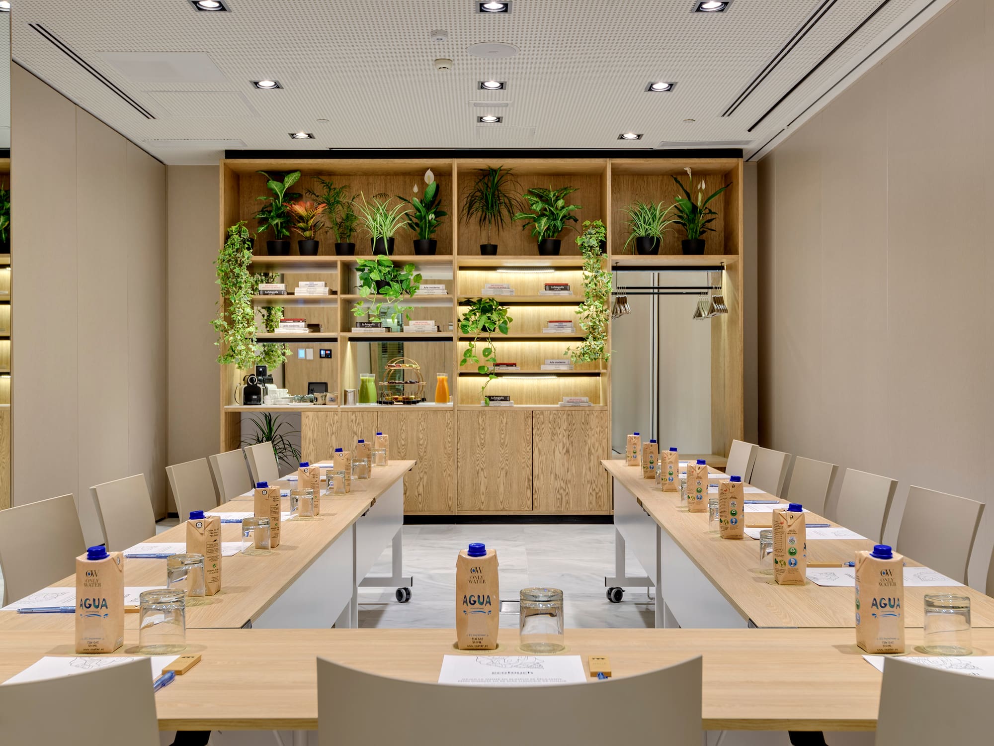 a room with tables and chairs