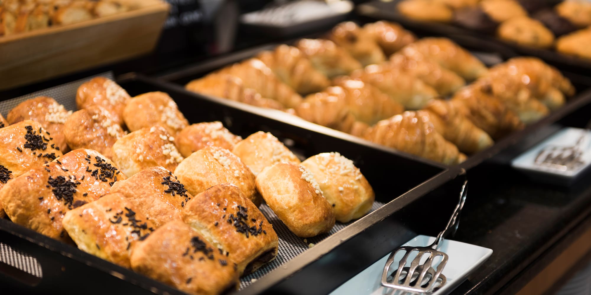 a trays of pastries on a table