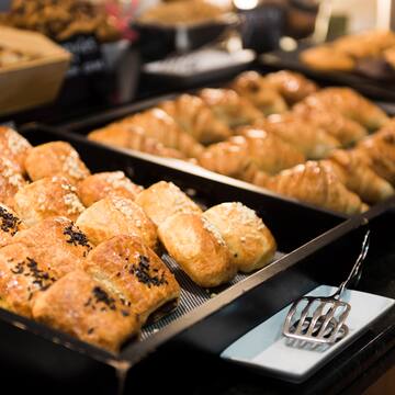 a trays of pastries on a table