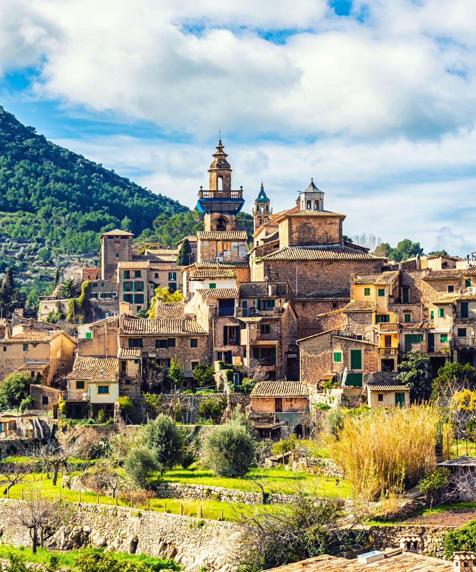 a group of buildings in a village