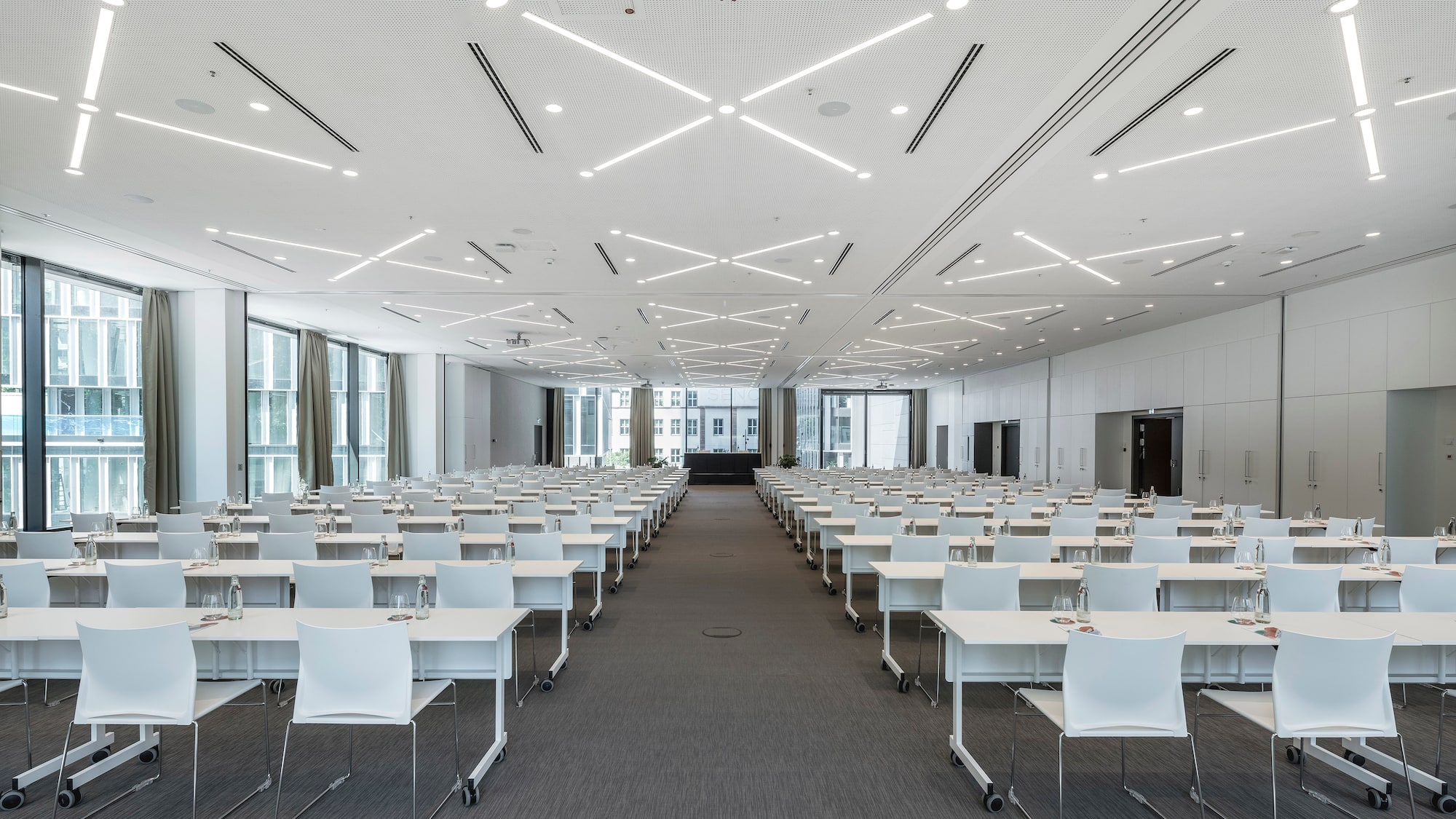 a room with tables and chairs
