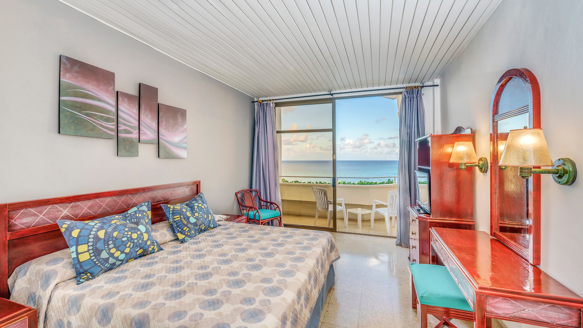 a bedroom with a piano and a bed