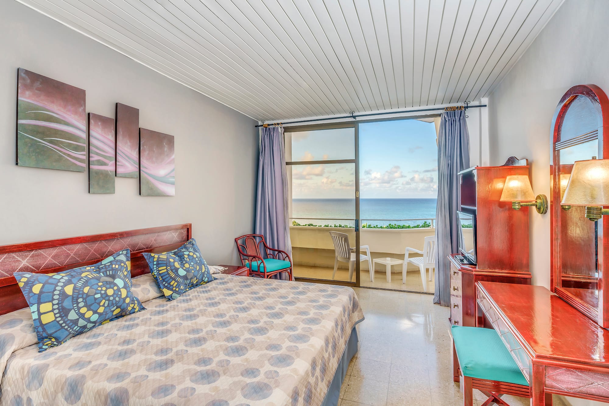 a bedroom with a piano and a bed