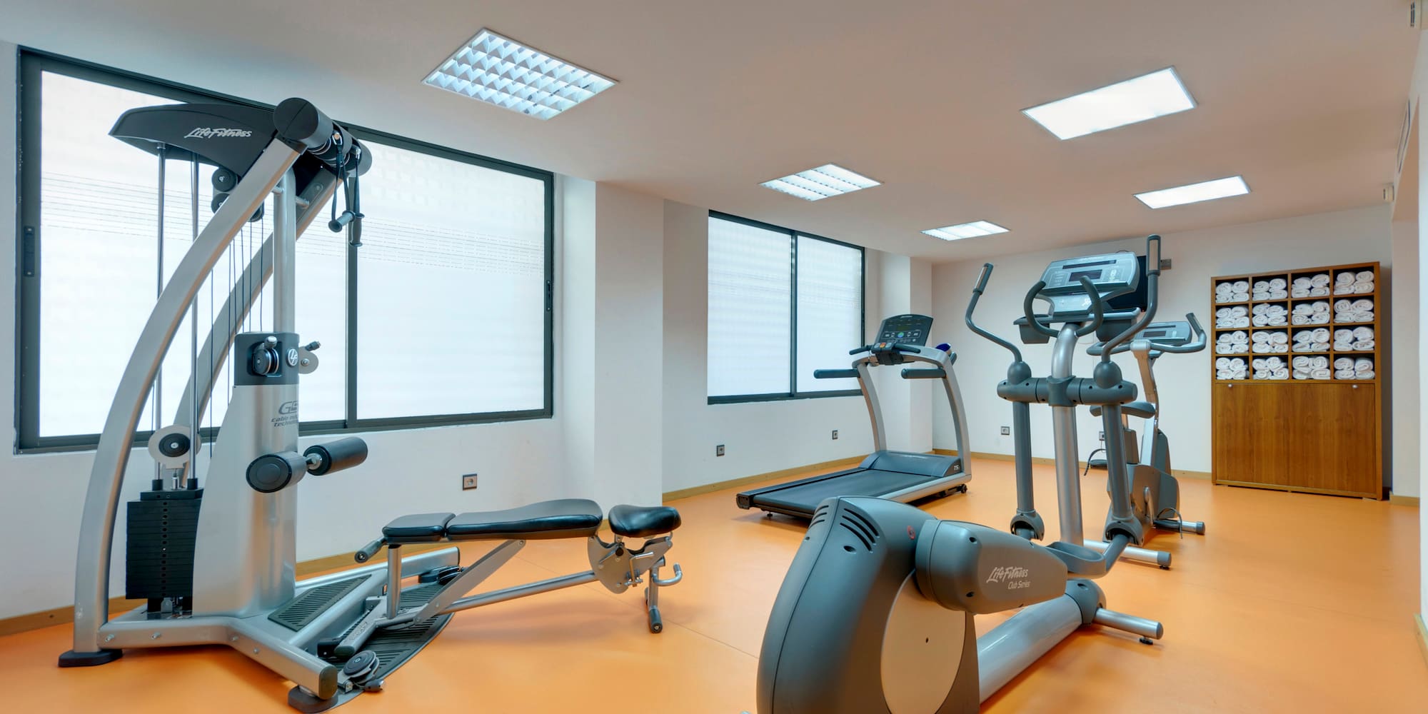a room with exercise equipment