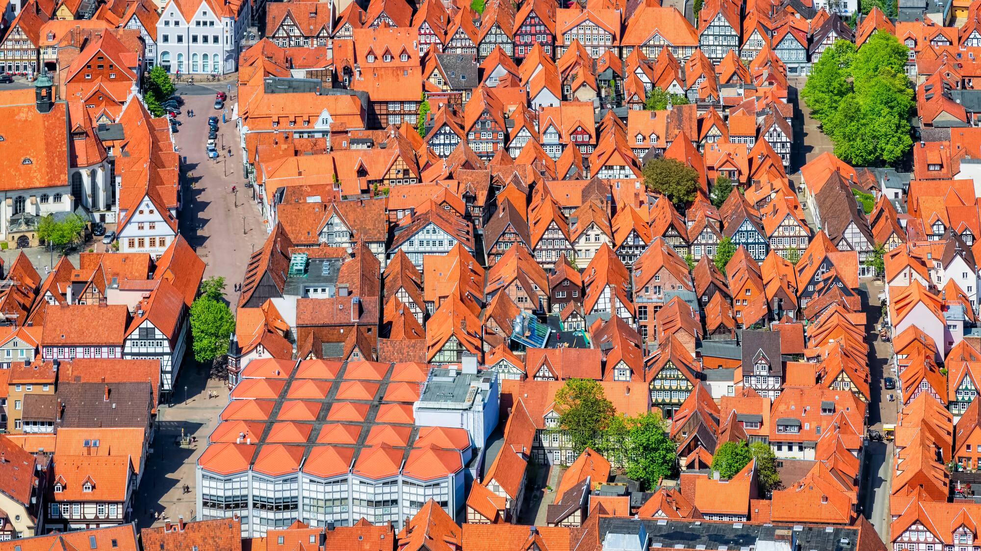 an aerial view of a city