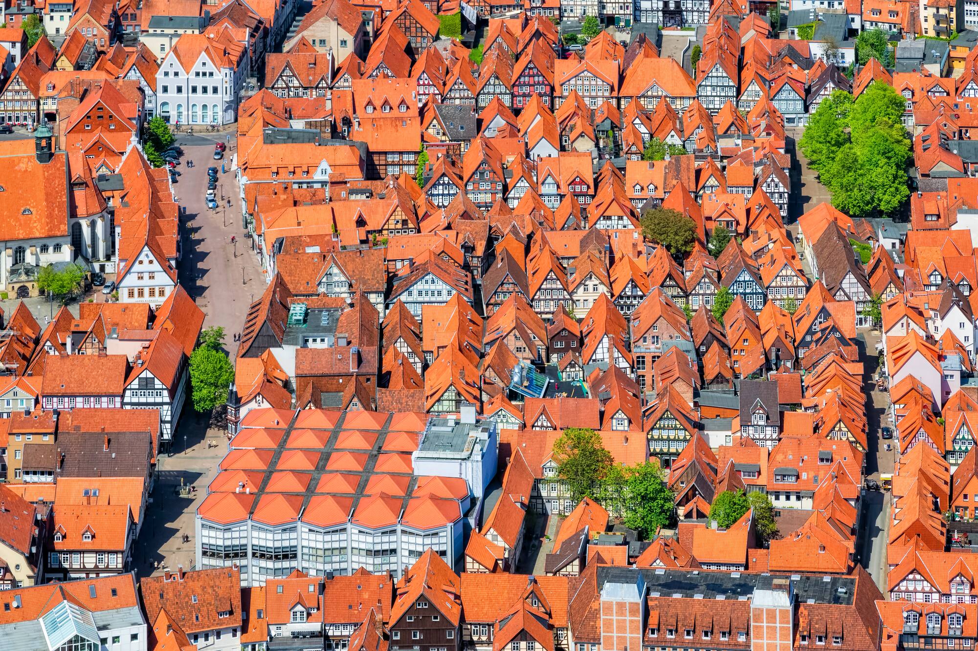 an aerial view of a city